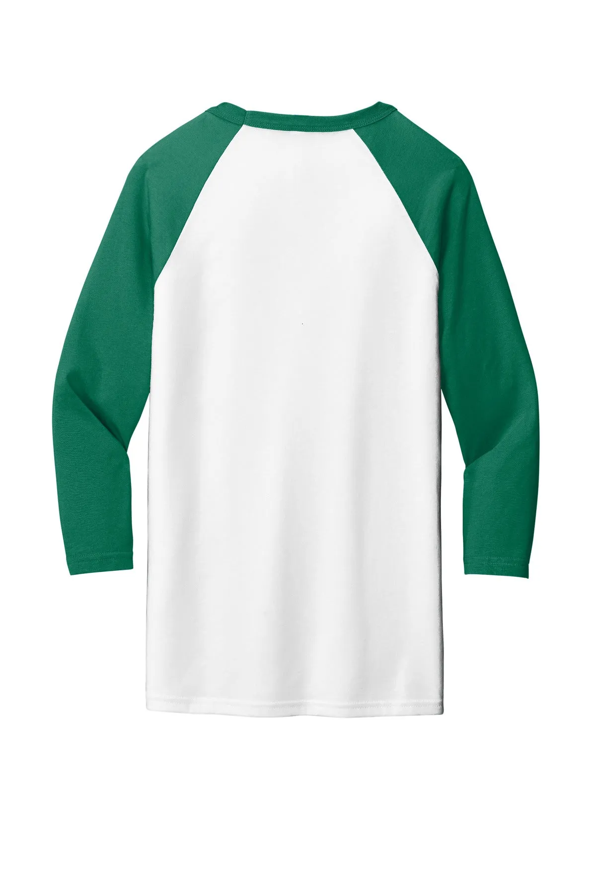BELLA CANVAS  Unisex 3/4-Sleeve Baseball Tee. BC3200 White/ Kelly