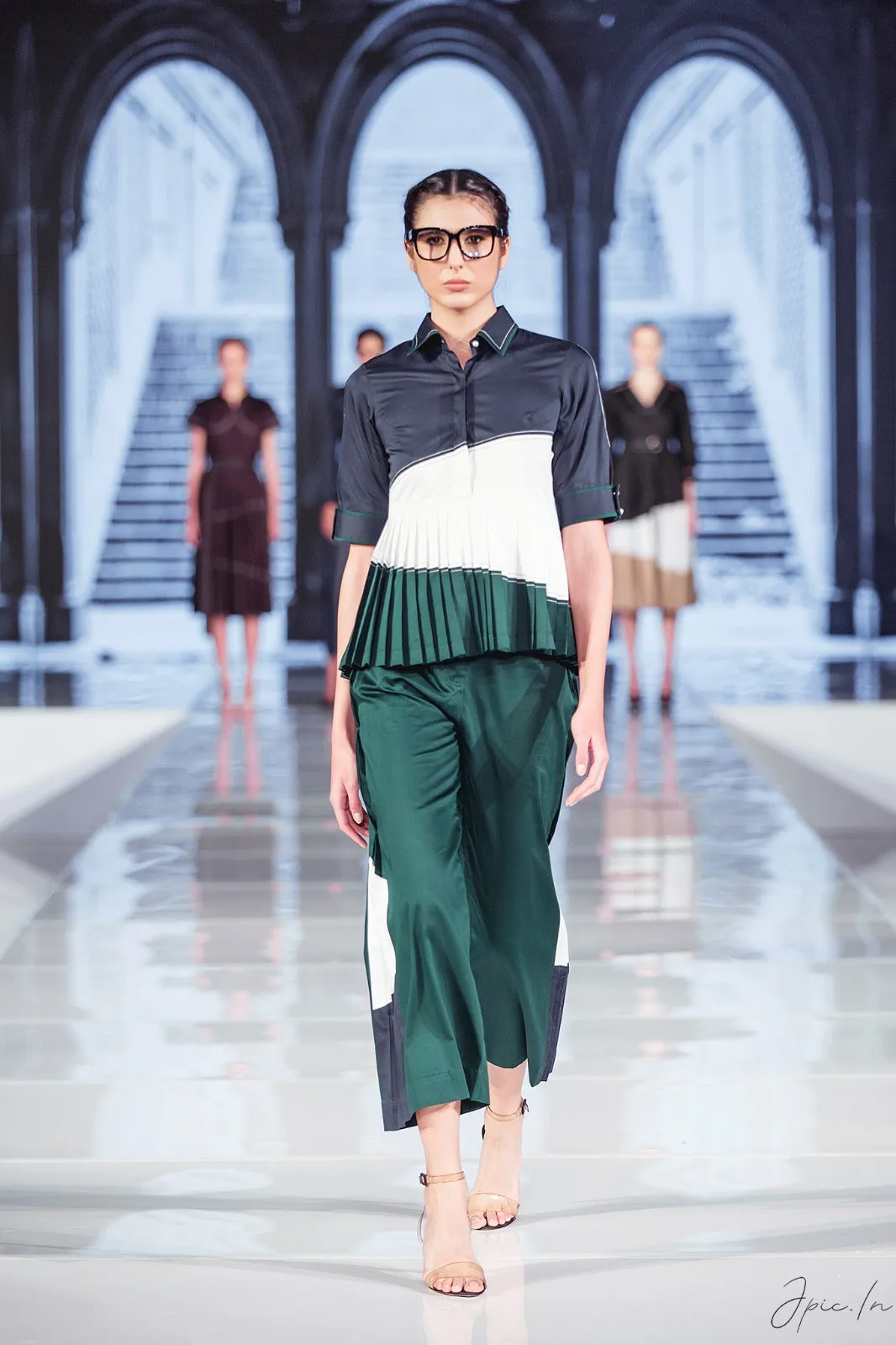 Bijli Coord-Navy Blue/Green