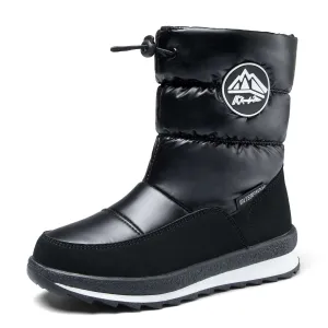 Black Glossy Winter Outdoor Waterproof Snow Boots