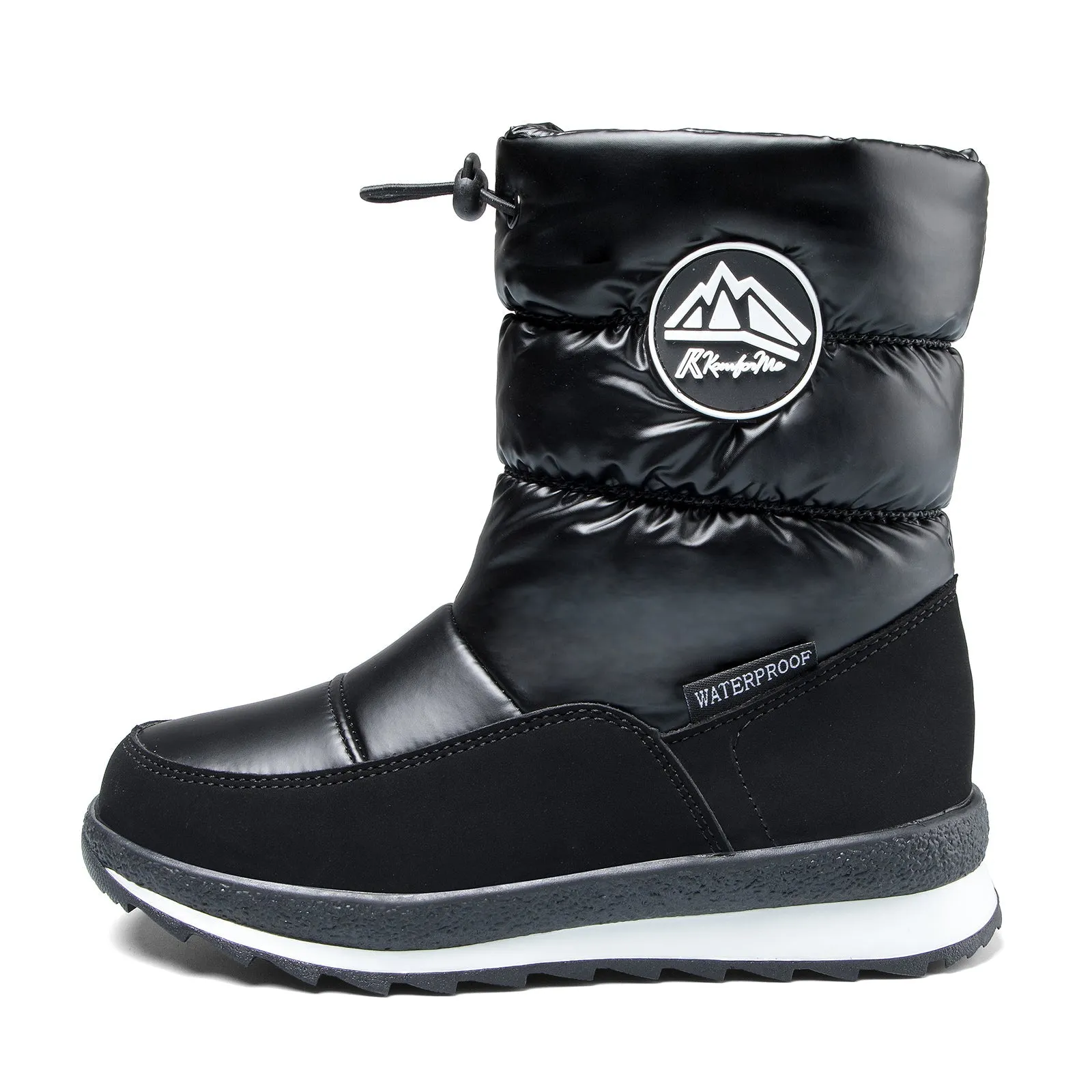 Black Glossy Winter Outdoor Waterproof Snow Boots