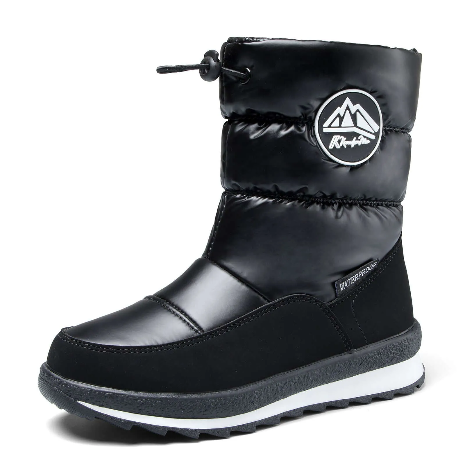Black Glossy Winter Outdoor Waterproof Snow Boots