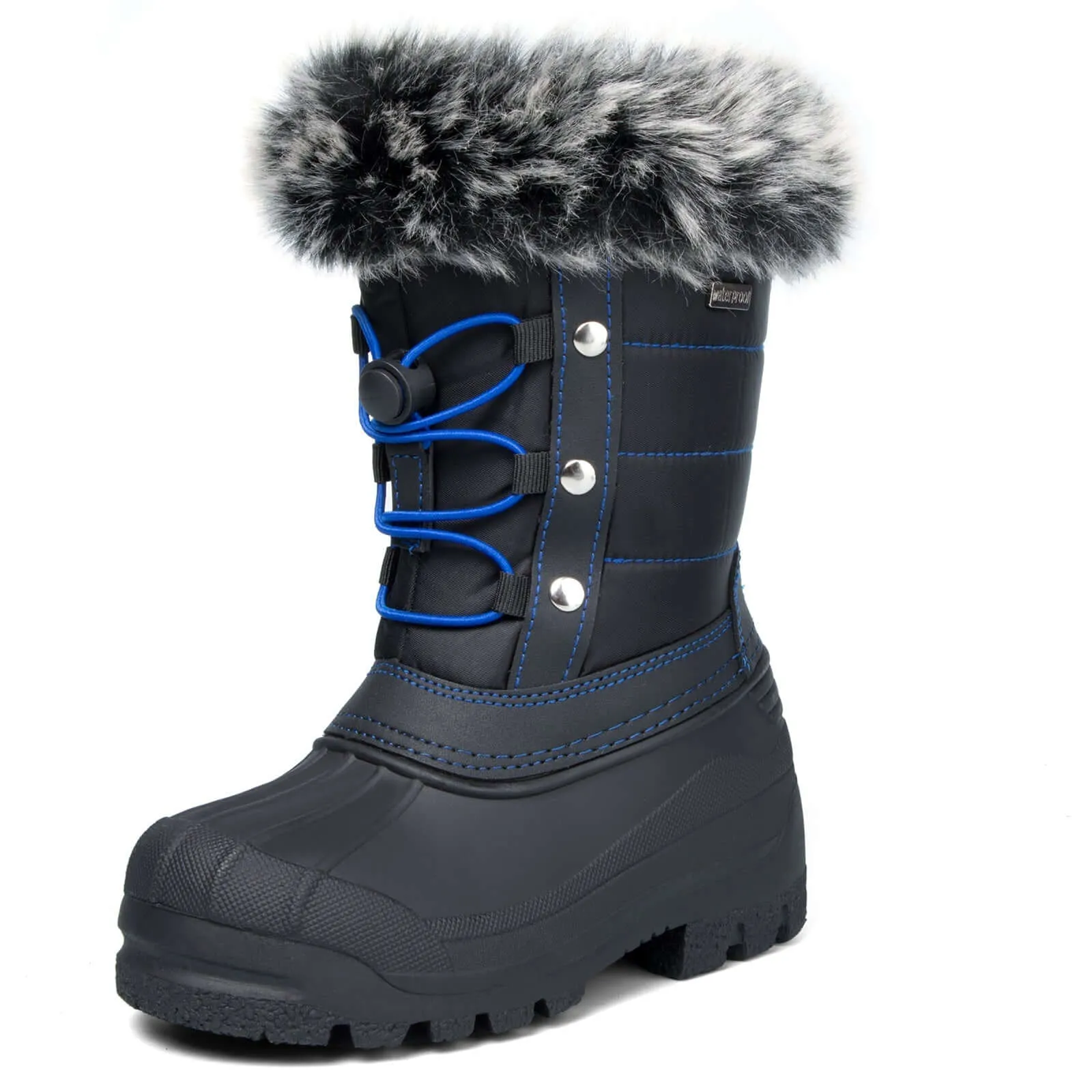 Black/Blue Fur Collar Non-Slip Snow Boots