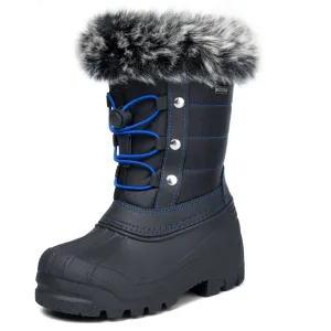 Black/Blue Fur Collar Non-Slip Snow Boots