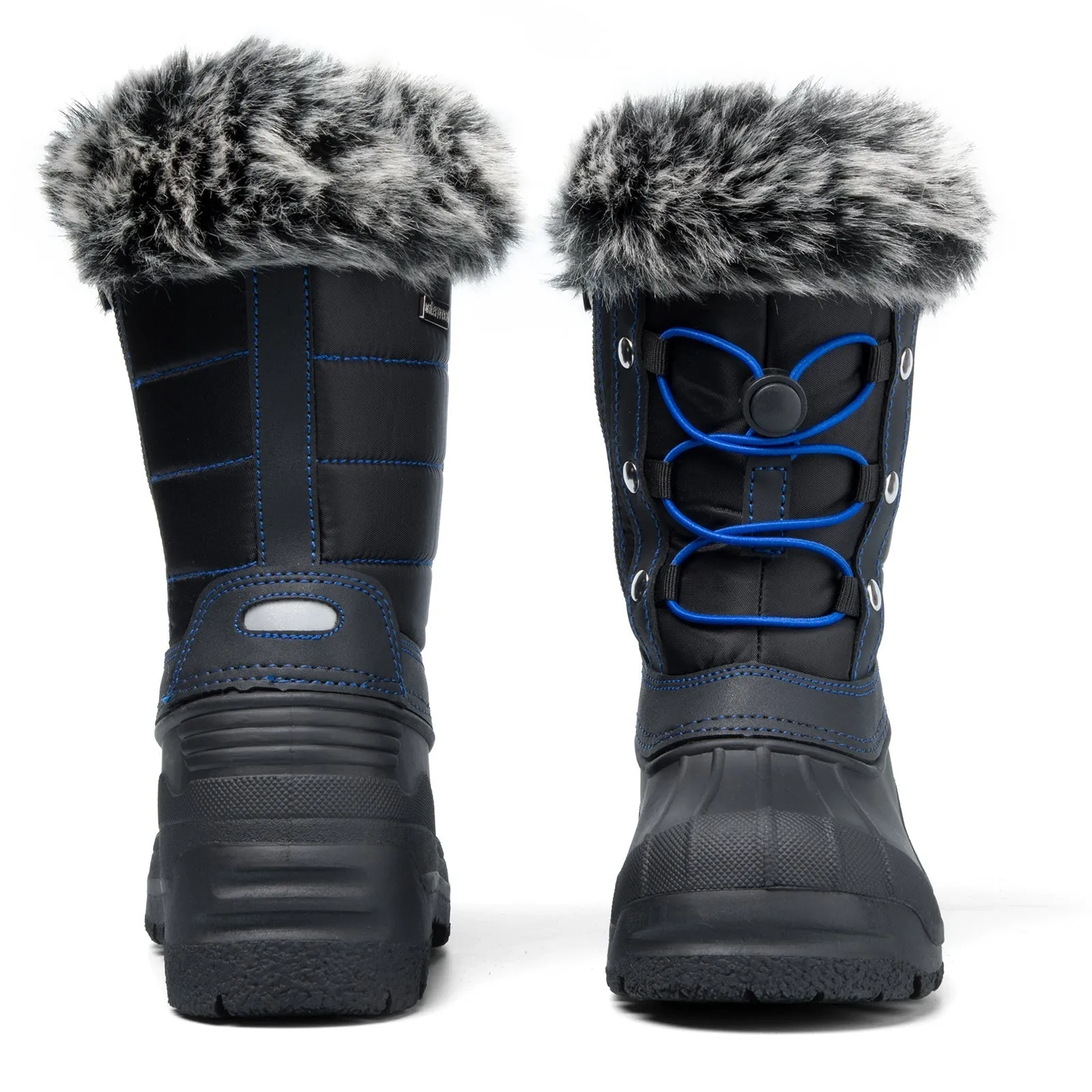 Black/Blue Fur Collar Non-Slip Snow Boots