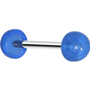 Blue Acrylic Half Ball Pixie Dust Barbell Tongue Ring