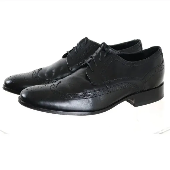 Bostonian mens wingtip brogue Oxford black dress shoes size 10