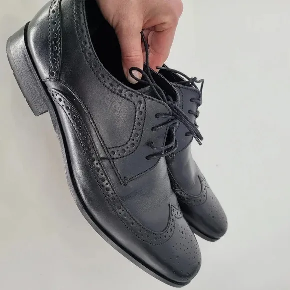 Bostonian mens wingtip brogue Oxford black dress shoes size 10