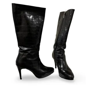 Boucherel Columbian Artisan Croc-Embossed Leather Knee-High Boots Women’s Size 6