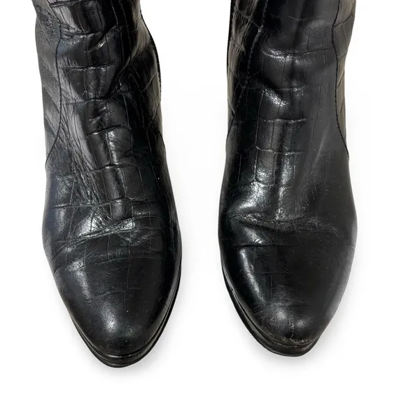 Boucherel Columbian Artisan Croc-Embossed Leather Knee-High Boots Women’s Size 6