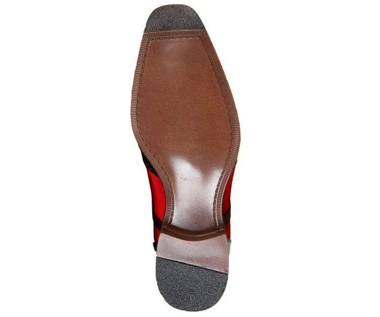 Brighton Wingtip Men's Red and Black Leather Wingtip Dress Shoes