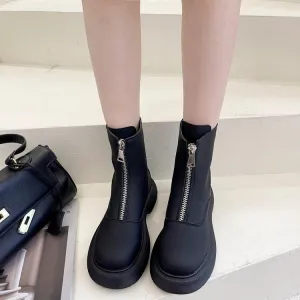 British Style Spring And Autumn Elephant Gray Thick-soled Thin Boots