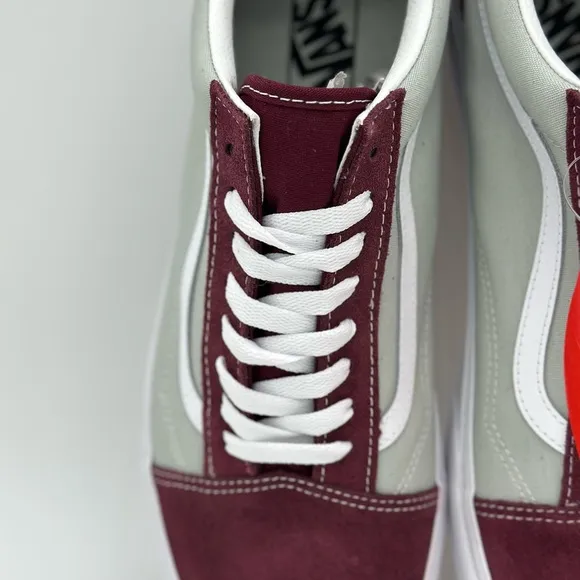 Burgundy and Gray Sneakers