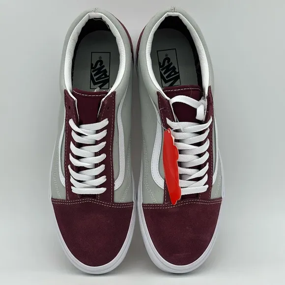 Burgundy and Gray Sneakers