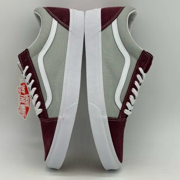 Burgundy and Gray Sneakers