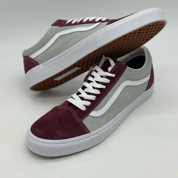 Burgundy and Gray Sneakers