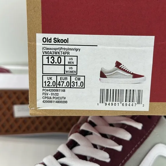 Burgundy and Gray Sneakers