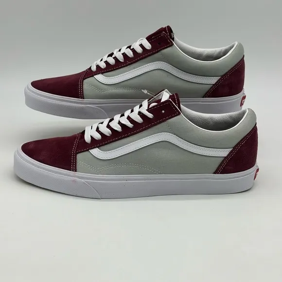 Burgundy and Gray Sneakers