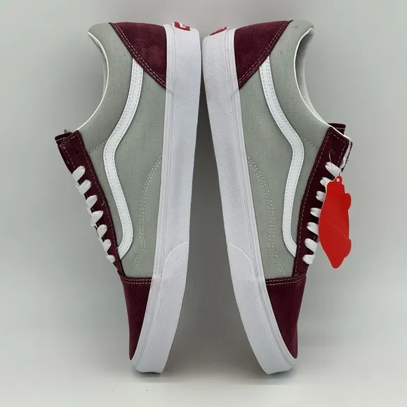 Burgundy and Gray Sneakers