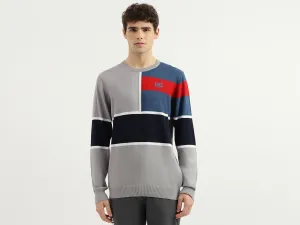 Buy Men's Dark Gray Regular Fit Round Neck Colorblock Sweater