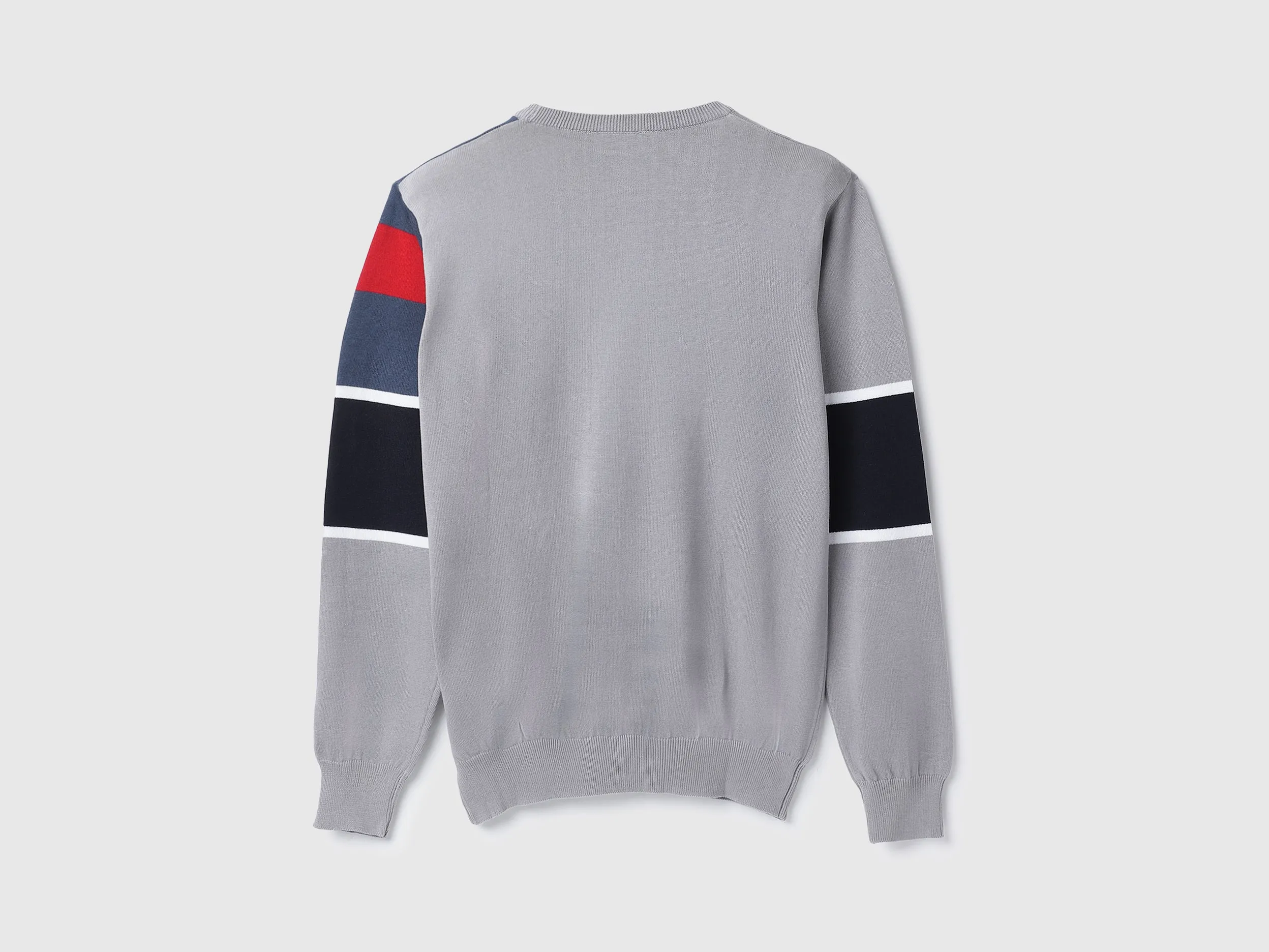 Buy Men's Dark Gray Regular Fit Round Neck Colorblock Sweater