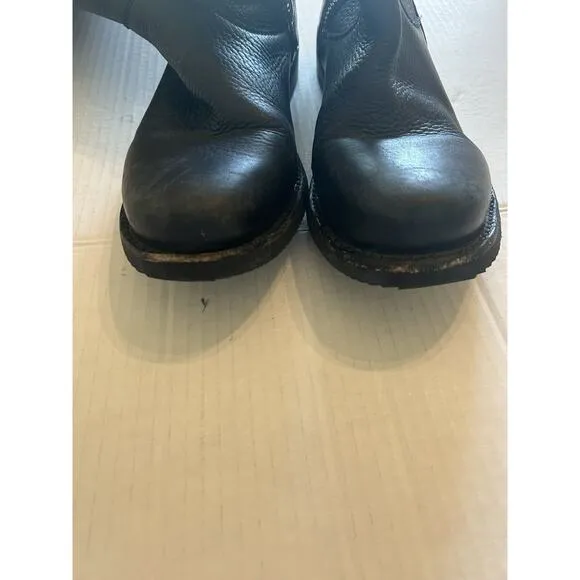 Caboras Women’s 7.5 Black Leather Boots Tall Buckle Motorcycle Riding Zip Up‎