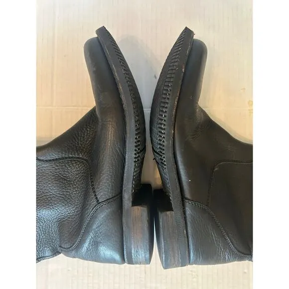 Caboras Women’s 7.5 Black Leather Boots Tall Buckle Motorcycle Riding Zip Up‎