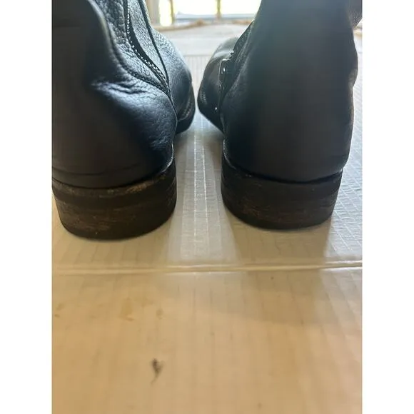 Caboras Women’s 7.5 Black Leather Boots Tall Buckle Motorcycle Riding Zip Up‎