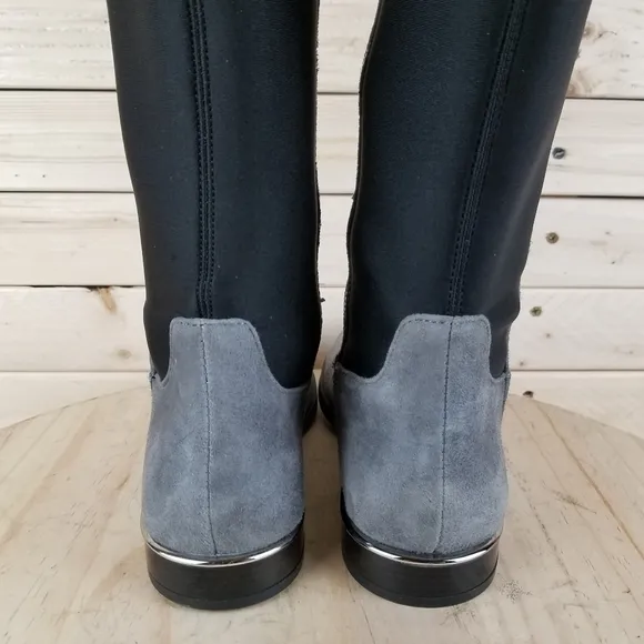 Calvin Klein Priya OTK Women's 5.5M Grey/Black Suede/Leather Over Knee Boots NEW