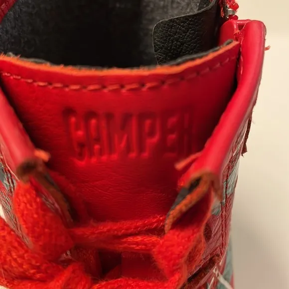 Camper | Kids' Brutus plaid leather lace-up boots (with side zip)