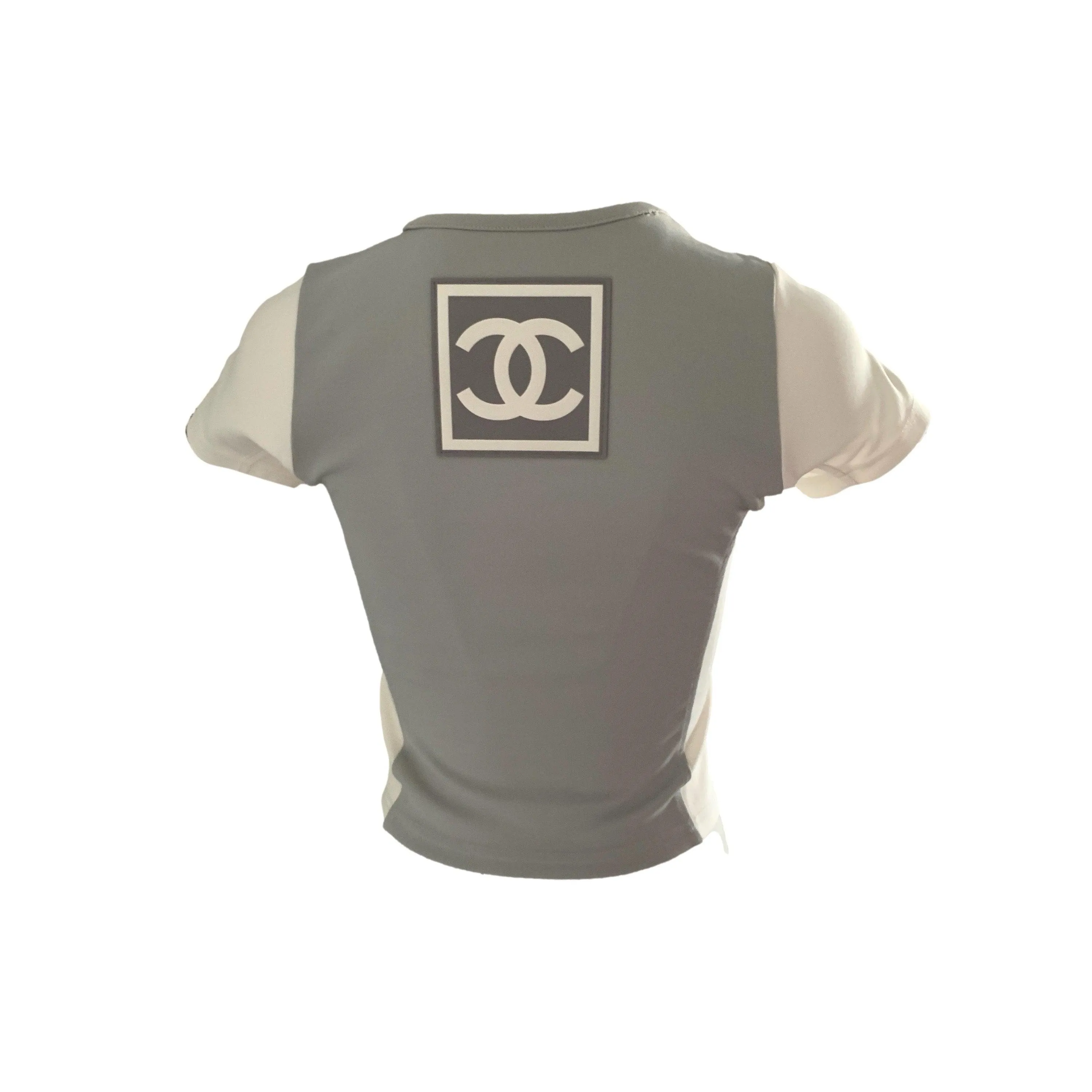 Chanel White Colorblock Logo Short Sleeve Shirt