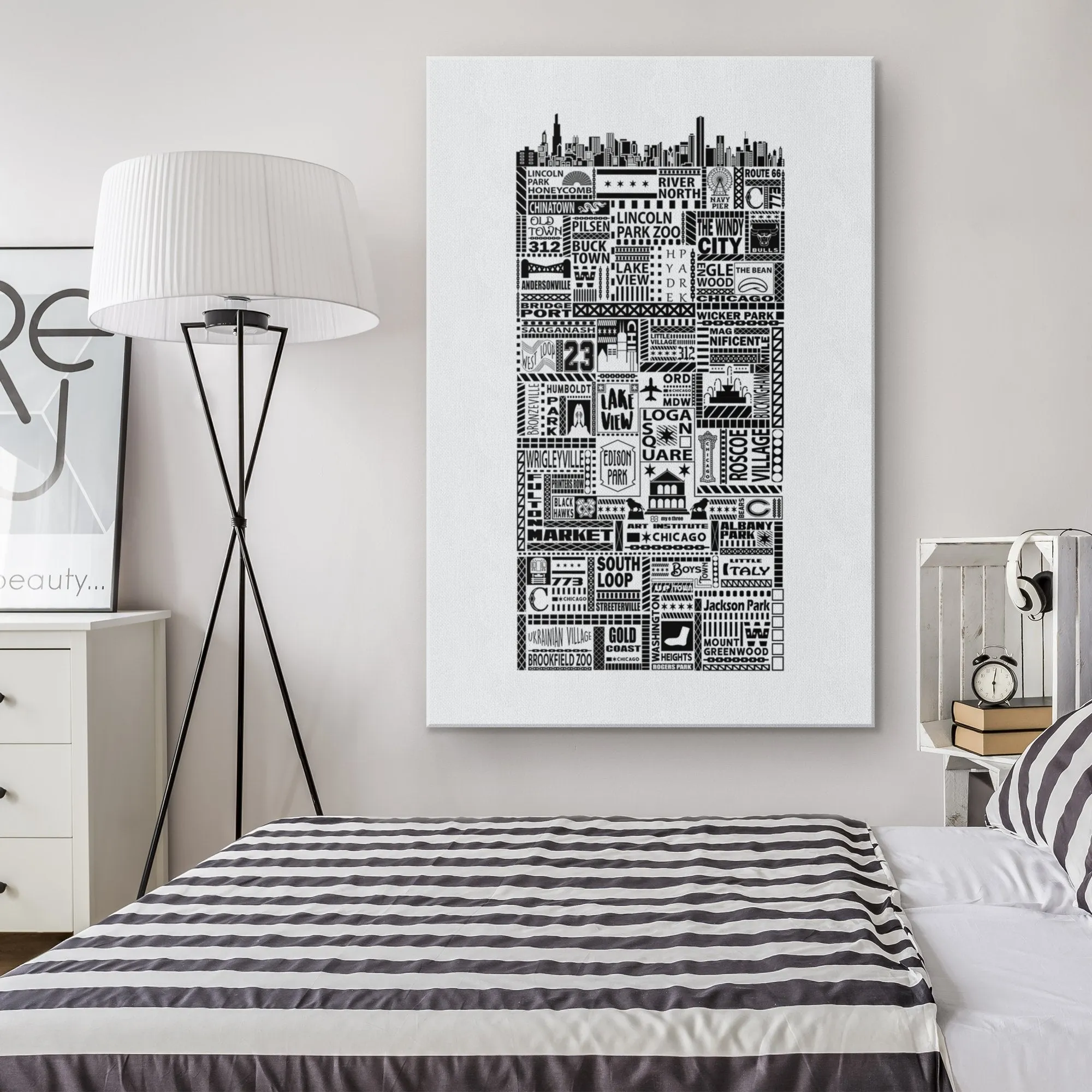 Chi Towns Gallery Wrap Canvas White