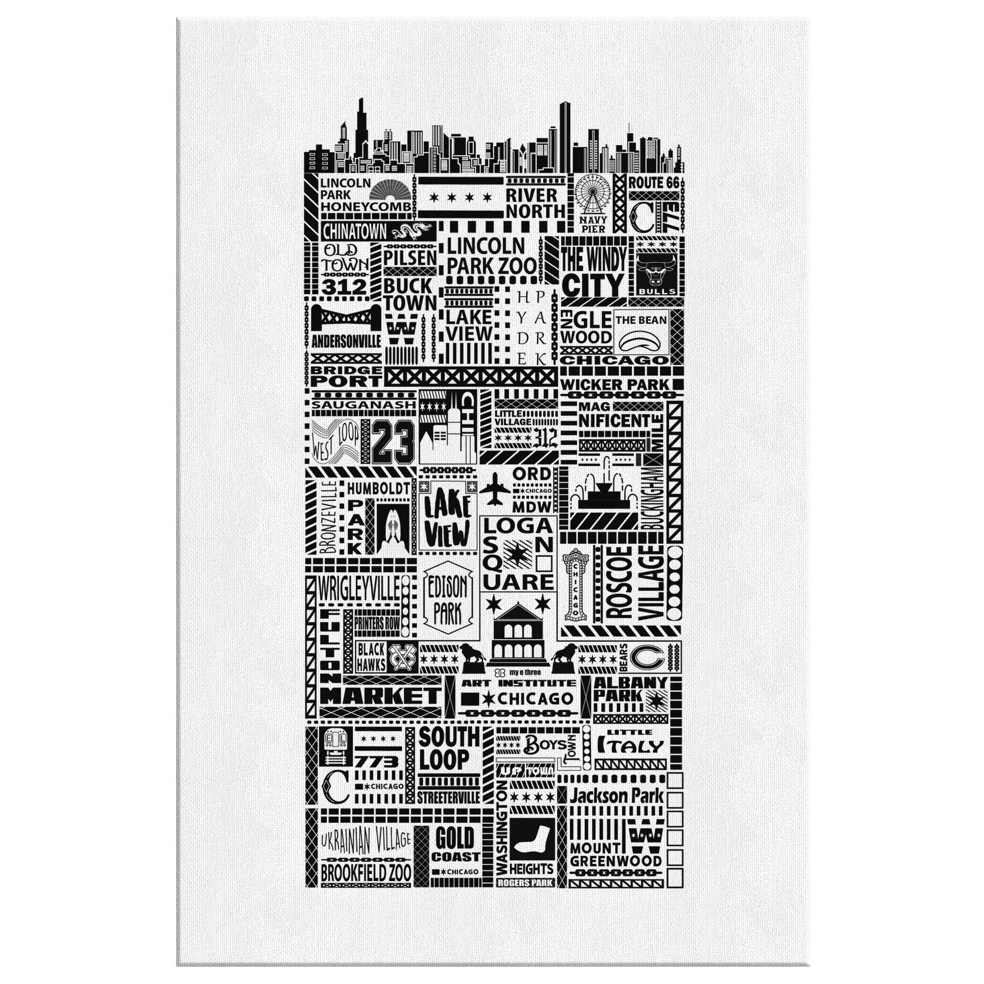 Chi Towns Gallery Wrap Canvas White
