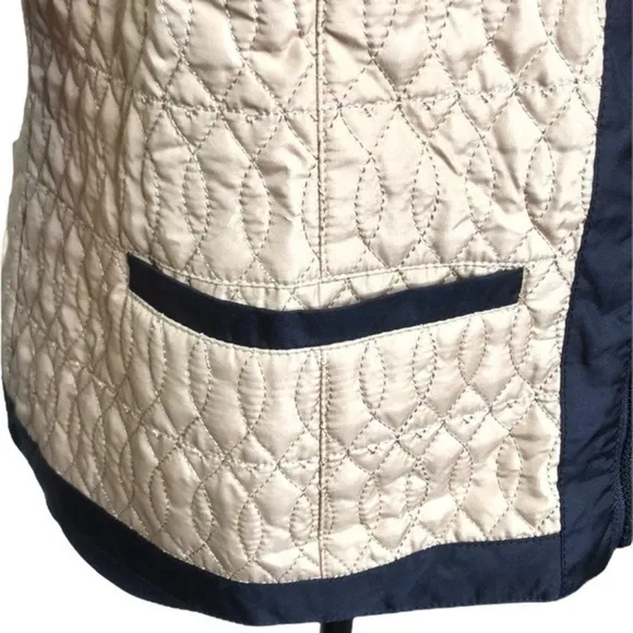 Chico’s Quilted Jacket Colorblock Black &amp; Camel Size Medium NWT