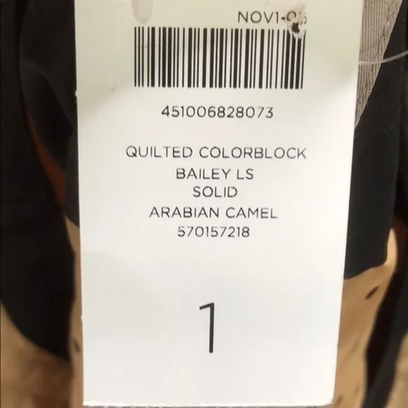 Chico’s Quilted Jacket Colorblock Black &amp; Camel Size Medium NWT