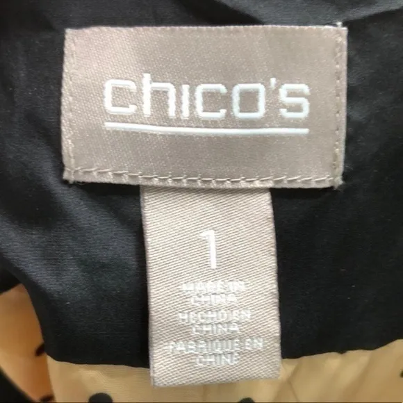 Chico’s Quilted Jacket Colorblock Black &amp; Camel Size Medium NWT