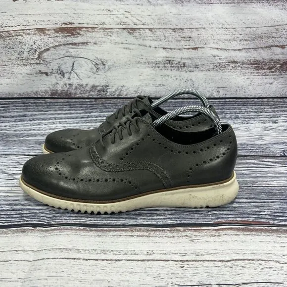 Cold Haan Zerogrand C33490 Wingtip Gray Leather Oxfords, Men’s Size 10