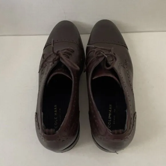 Cole Haan Grand 360 Men 10M Dark Red Leather Jefferson Grand 2.0 Cap Toe Oxford