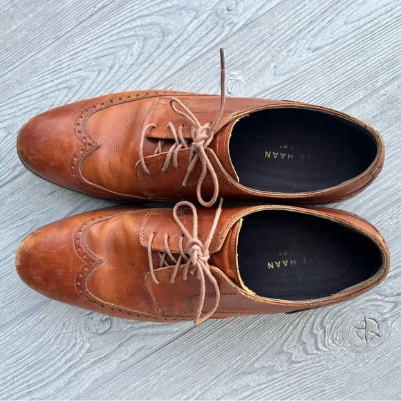 Cole Haan Grand OS Derby Wingtip Cognac Leather Dress Shoes Size 13 Style C23775