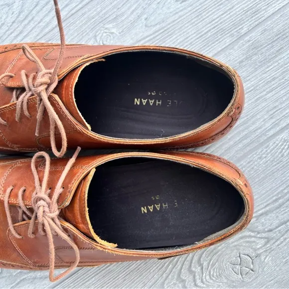 Cole Haan Grand OS Derby Wingtip Cognac Leather Dress Shoes Size 13 Style C23775
