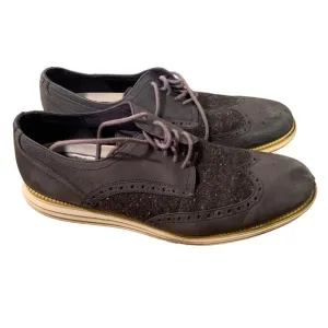 Cole Haan gray nubuck marled wingtip oxford style dress shoes men's size 12