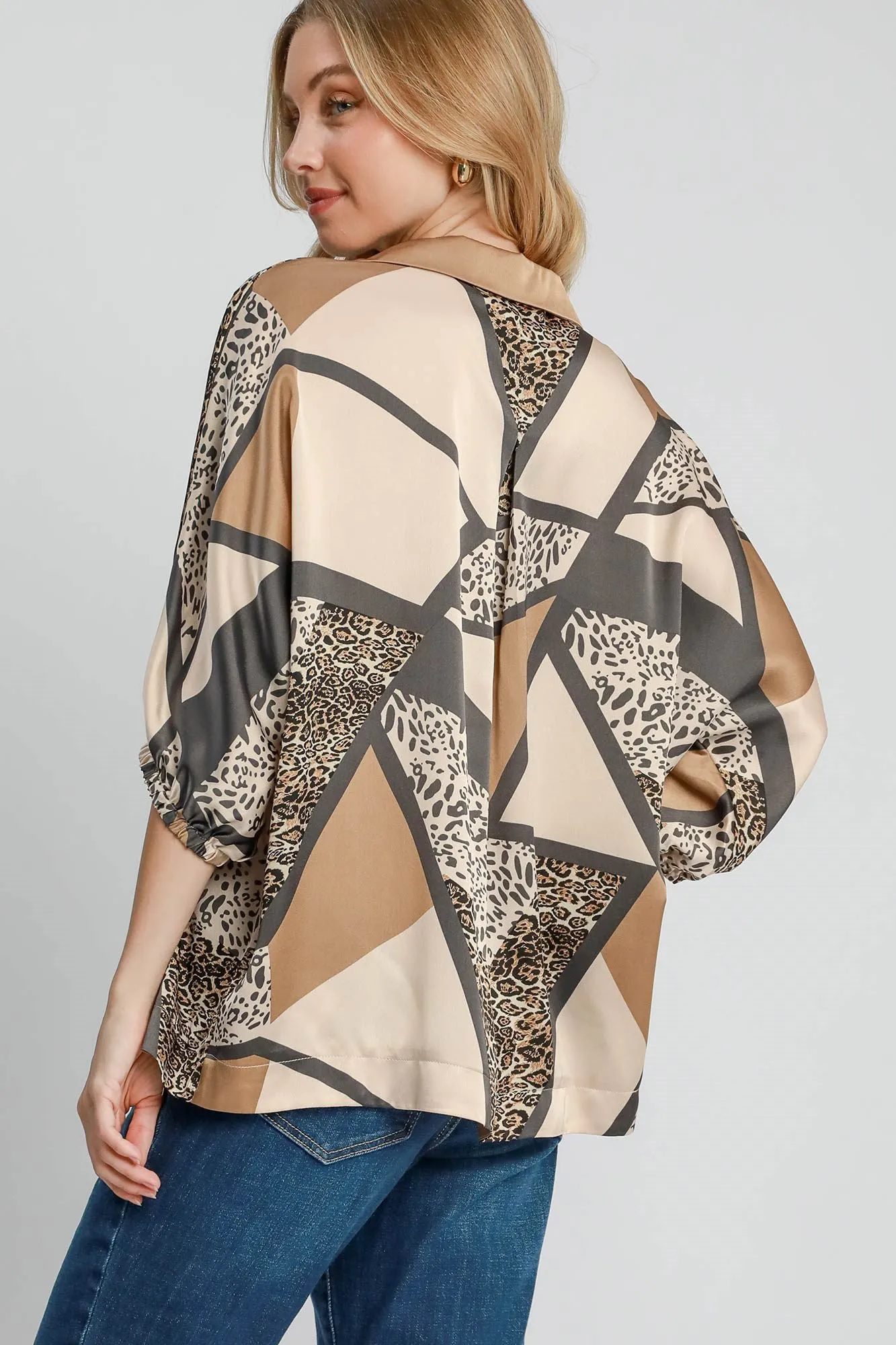 Colorblock Animal Print Top