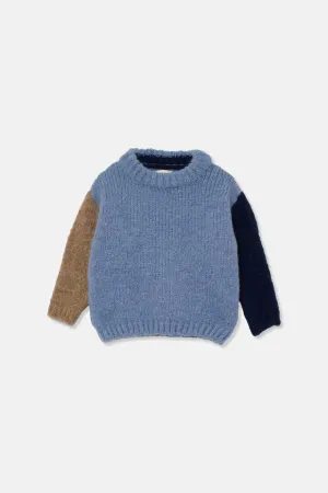 colorblock baby sweater | soft blue   navy   beige