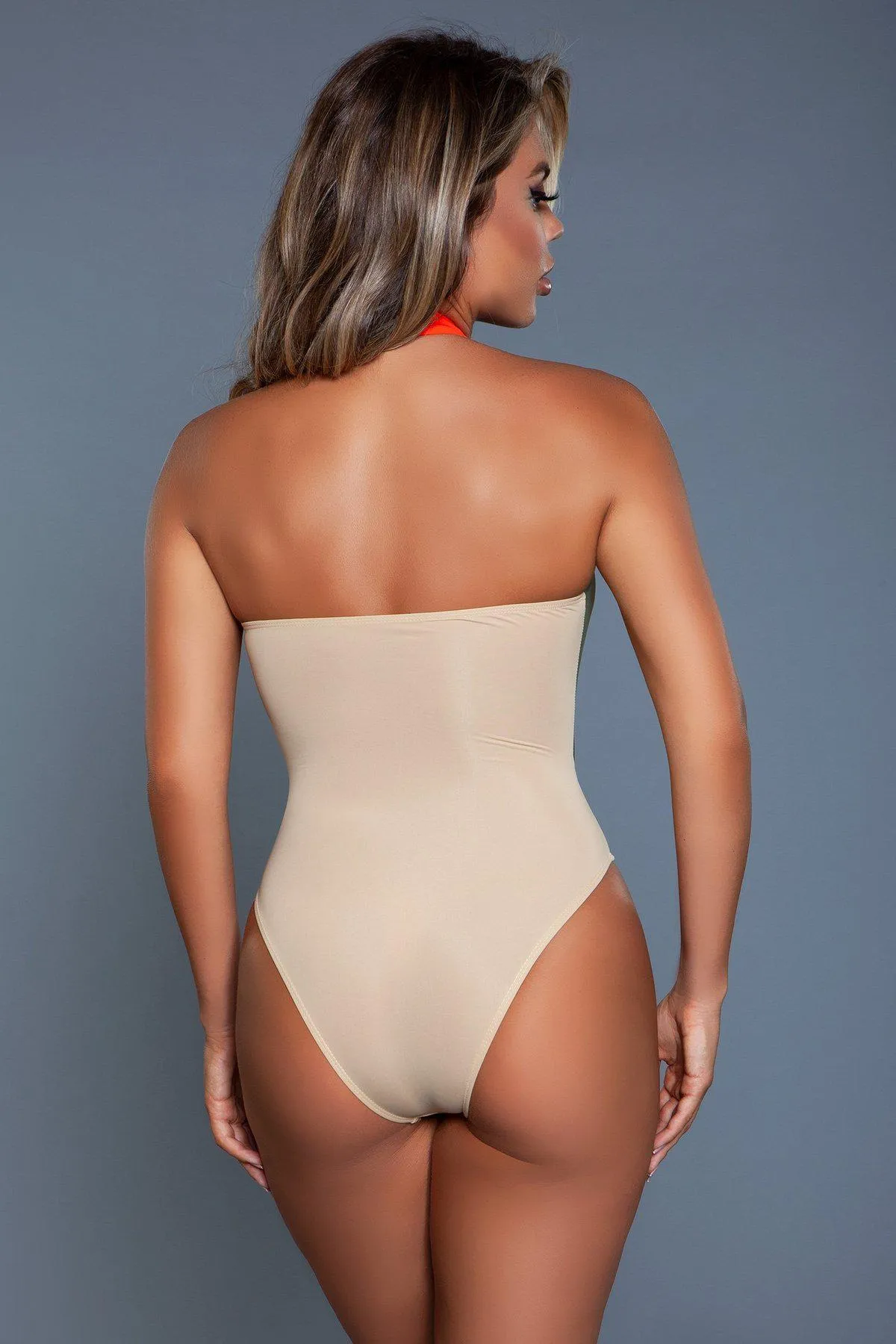 Colorblock One Piece Halter Swimsuit