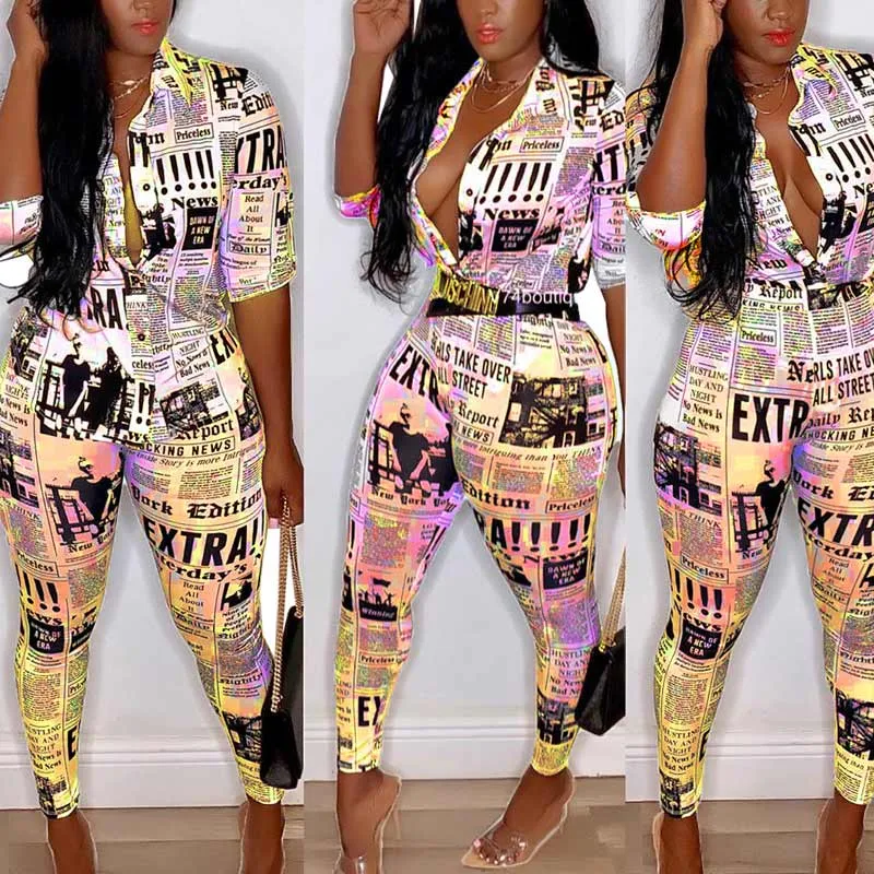 Colorblock Paper Pattern Two Piece Set