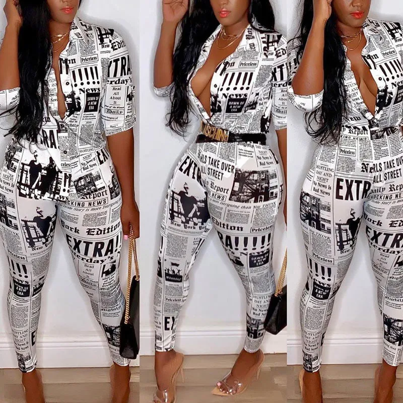 Colorblock Paper Pattern Two Piece Set