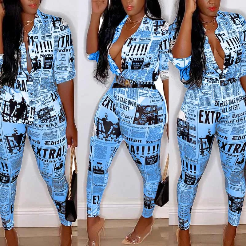 Colorblock Paper Pattern Two Piece Set