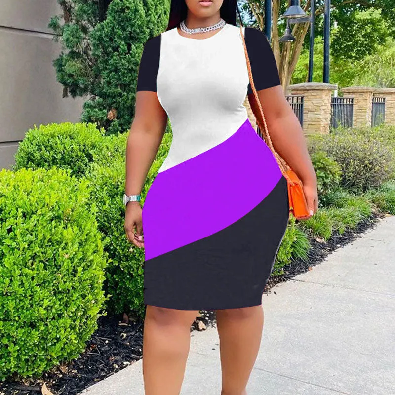 Colorblock Short Sleeve Bodycon Dress