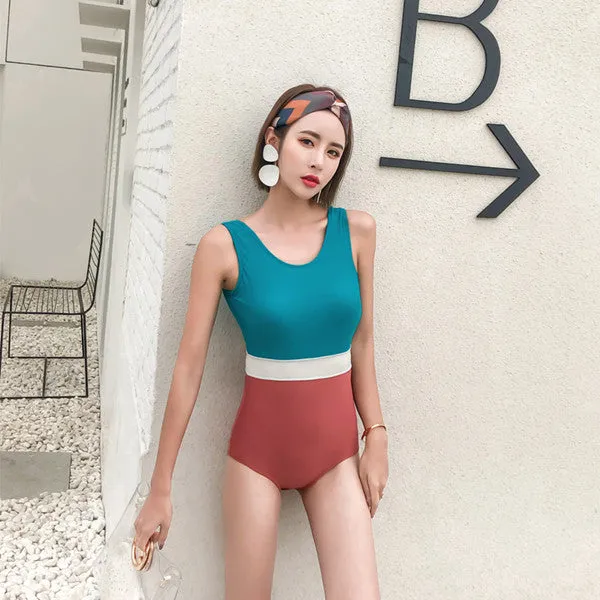 Colorblock Siamese Swimsuit KF50024