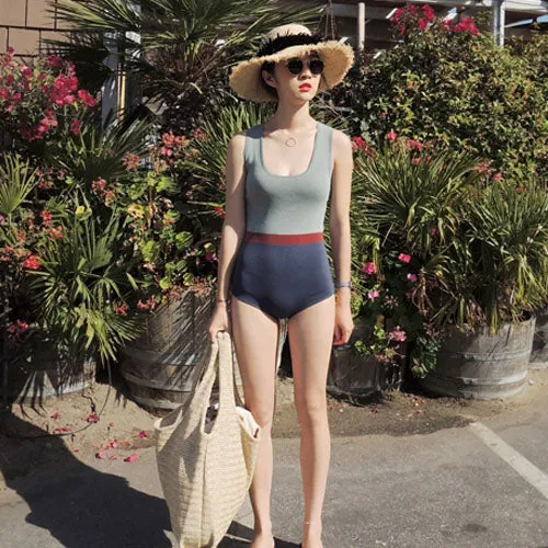 Colorblock Siamese Swimsuit KF50024