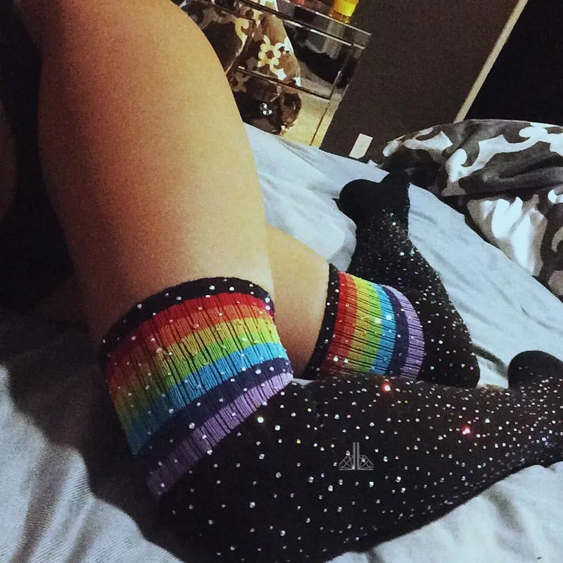 Colorblock Studded Sexy Stockings